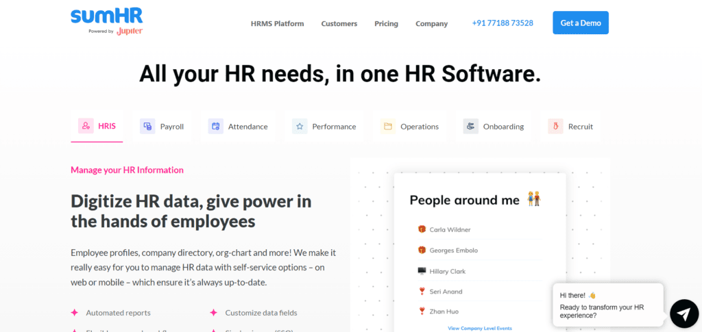 Top 10 HRMS for 2024: Elevating Organizational Efficiency and Employee Experience 4 sumHR - Best HR software